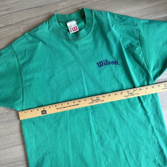 Wilson Shirt Green Cotton Athletic Crew Neck Made In USA 90s Vintage Mens XL - Picture 5 of 9